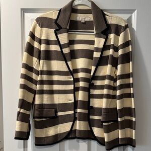 LOFT Grey and Cream Striped Blazer